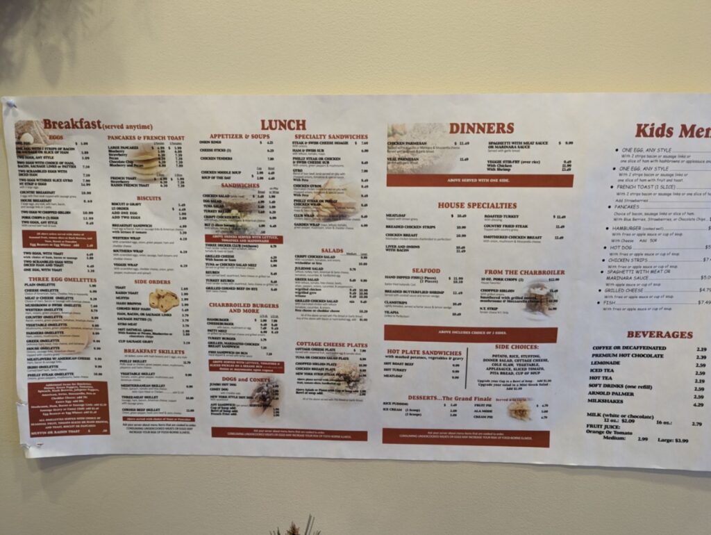 Saline Inn Menu 1